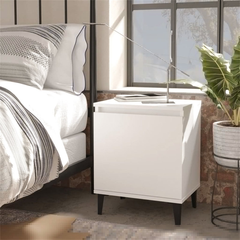 Mikkelson 40cm W Manufactured Wood Bedside Table, White