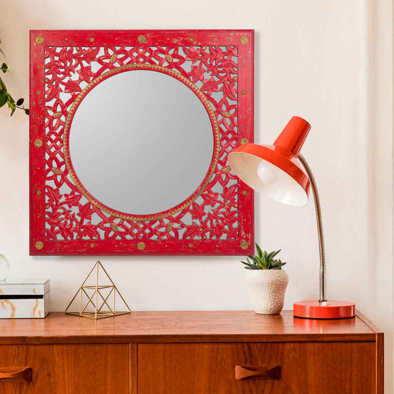 Wood Flat Wall Mirror