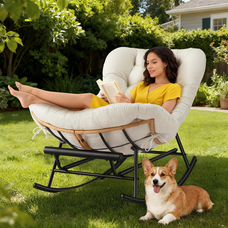 Ensemble de repose-pieds surdimensionné Papasan, Beige