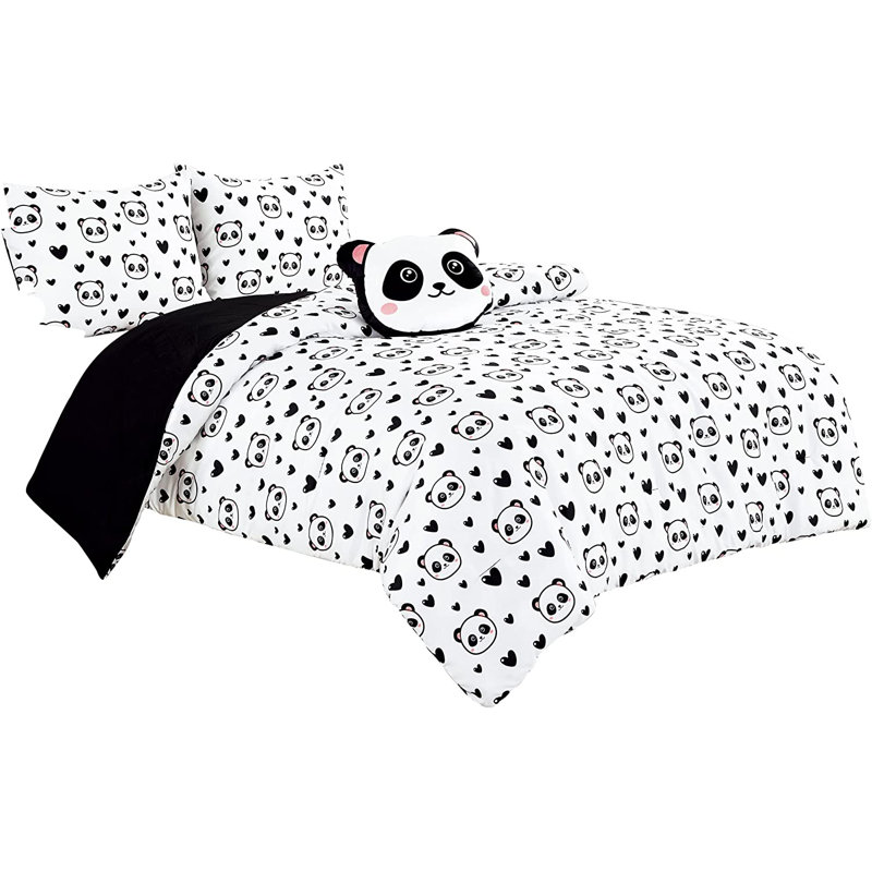 Panda Love Hearts Kids/Teens Microfiber Comforter Set, Lit simple