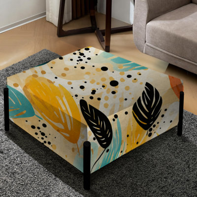Feuilles de couleur douce à motif tropical - Grand repose-pieds carré tropical