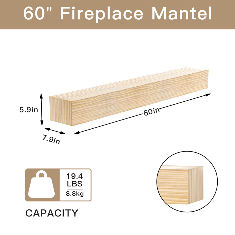 Cvetelin Hand Carved Wood Mantel, 60"