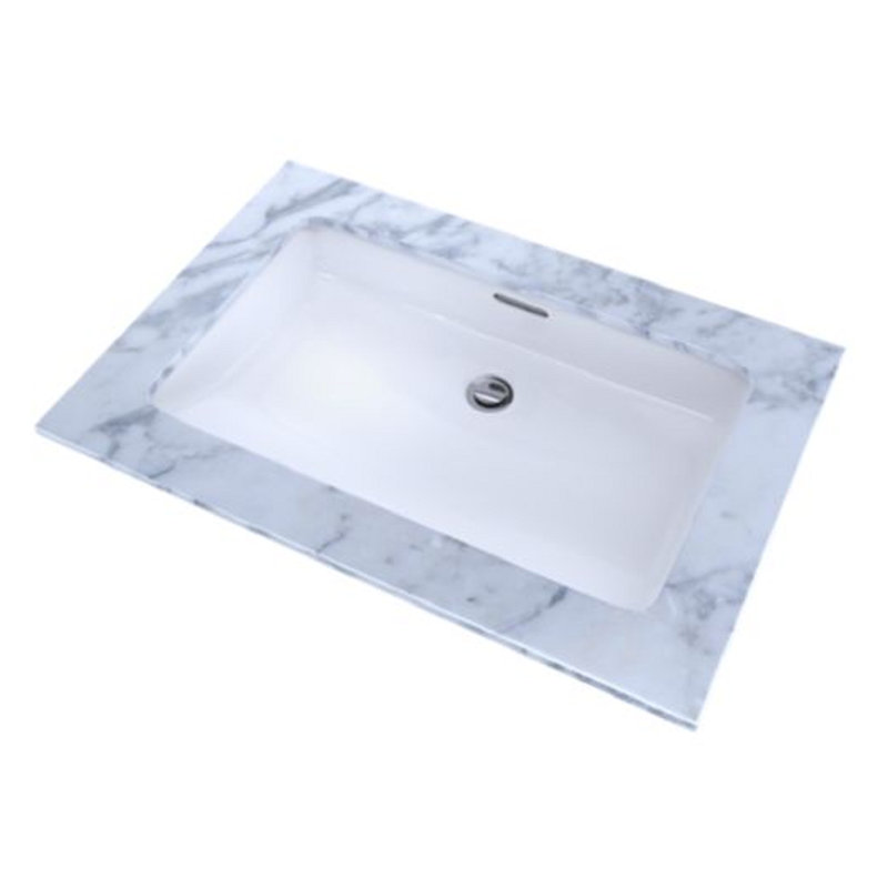 Ceramic Rectangular Undermount Bathroom Sink with Overflow, Colonial White