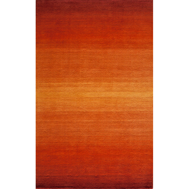 Tapis paprika en laine touffeté fait main Gilda, Rectangle 9 pi 6 po x 13 pi 6 po