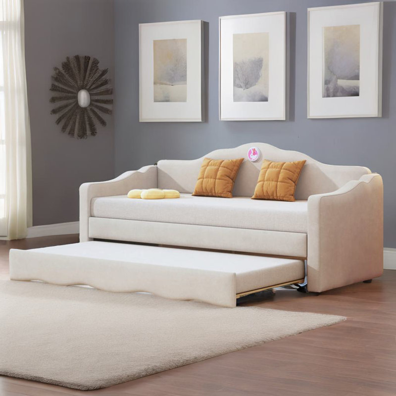 Lit de jour simple tapissier, Beige