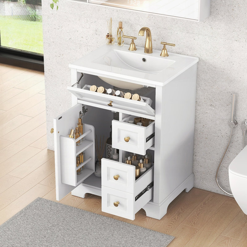 Meuble-lavabo 24 po avec lavabo, Blanc