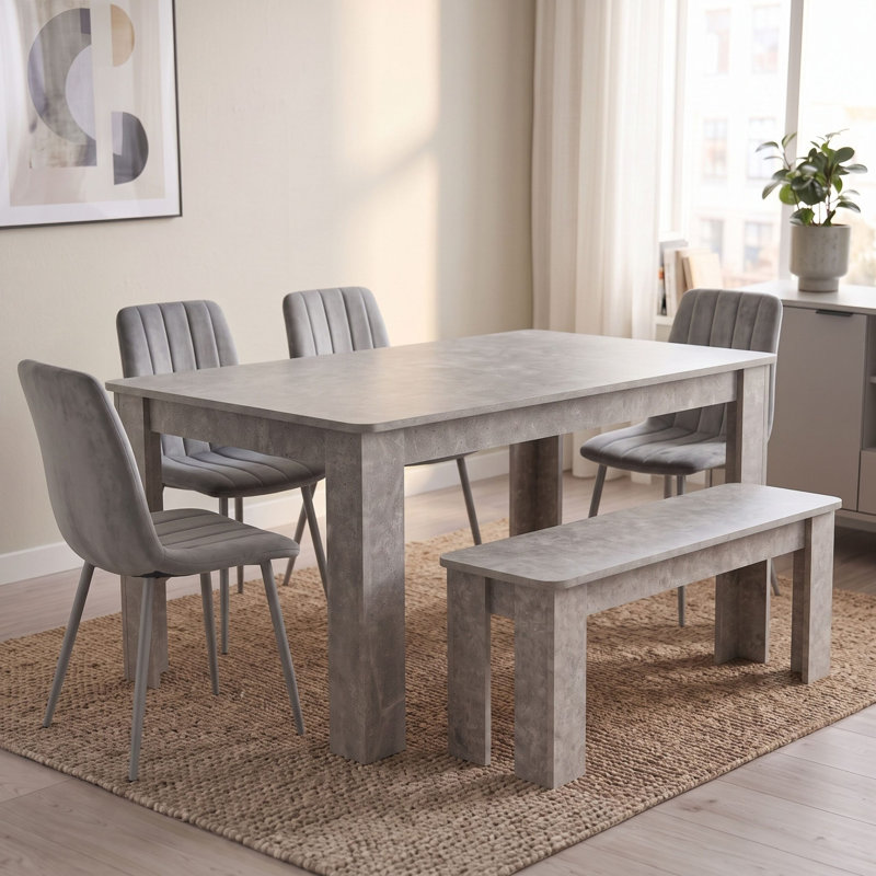 6 -Person Dining Set, Grey, Grey