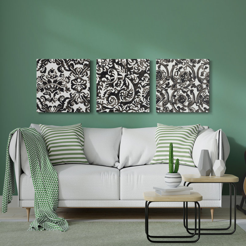 «Ink Motif VI», ensemble de 3 toiles tendues, H 16 po x l 48 po x P 1 po