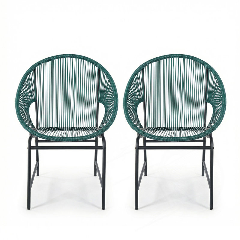 Chaise d'extérieur en osier, ensemble de 2, Sarcelle
