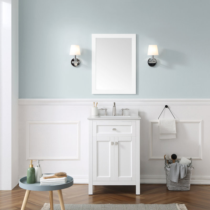 Ensemble de meuble-lavabo simple autoportant 24 po avec comptoir et lavabo Juniper, Blanc