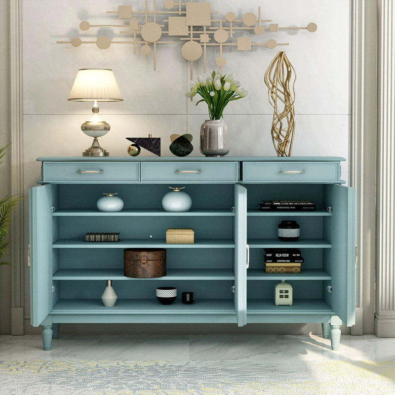 Banc de rangement bleu en bois manufacturé, Bleu