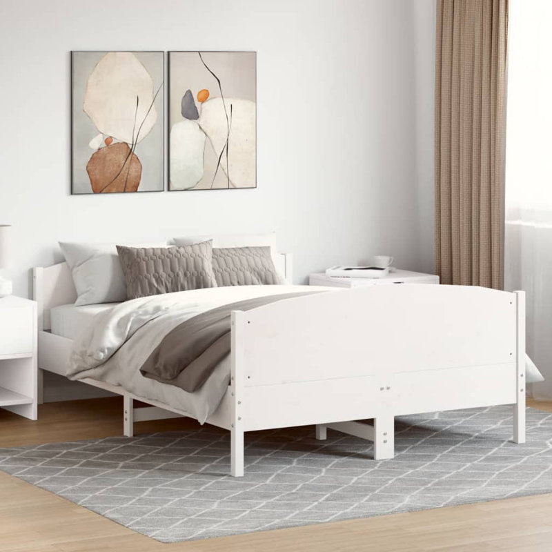 Wendy Solid Wood Bed, Double (4'6), White