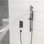 Matte Black Square Shower With 12 Inch Head - Wall Mounted, Slide Bar, -Balanced, And Handheld Mounted In Adjustable Rainfall Shower, Easy Clean Nozzle