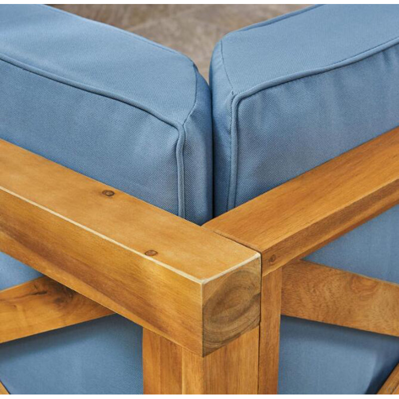 Fauteuil à dossier en X BRAVA, Bois, Bleu