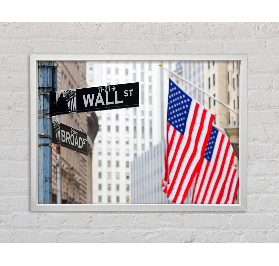 Wall Street American Flags - Einzelbildrahmen Kunstdrucke auf Leinwand