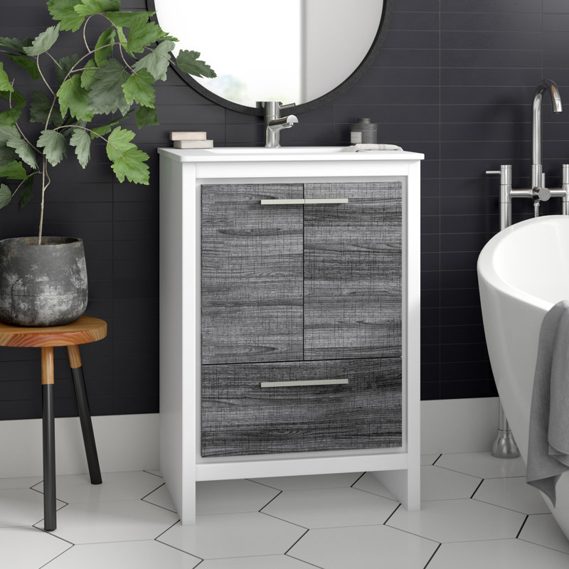 Ensemble de meuble-lavabo simple 23 po Meraris, Gris cendré