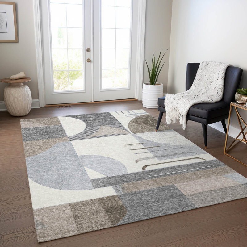 Daeira Brown Washable Indoor-Outdoor Rug - LOOMLAN, 5' x 7'6"