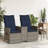Vidaxl Reclining Patio Sofa 2-Seater With Table Gray Poly Rattan-116119956-116119957