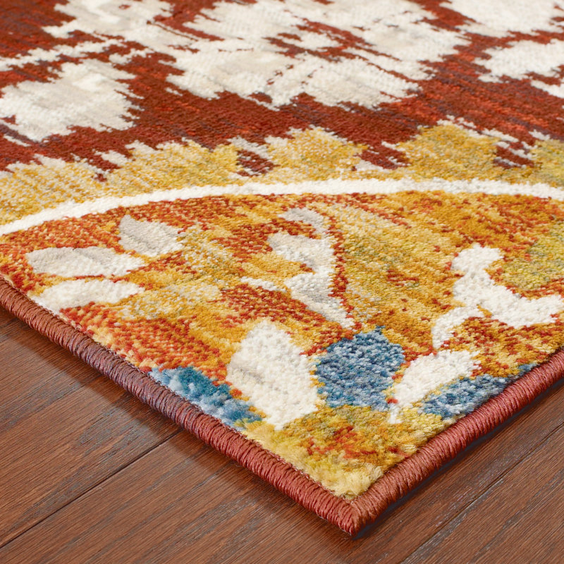 Tapis rouge / or Marceau Flatwave, Rectangle 9 pi 10 po x 12 pi 10 po