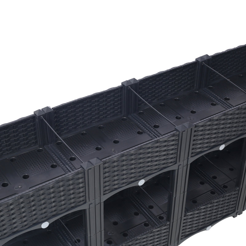 Outdoor Vegetable Planter Box: 63"X15.7"X27.7", Black Polypropylene, Plants From Damage Polypropylene Garden Bed: 63" Length, 15.7" Width, 27.7" Height, With Drainage System For