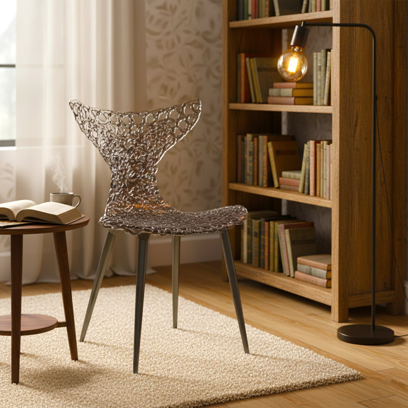 Stitch Wing Back Parsons Chair Dining Chair, Tea Brown, Gold