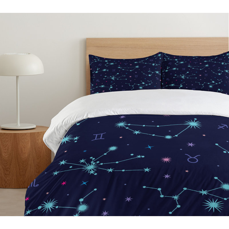 Twin Astrology Constellation Duvet Cover Set with Pillow Sham
