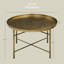 Table basse ronde 24 po, plateau central en métal martelé doré, table d'appoint multifonctionnelle pour le salon, la chambre à coucher