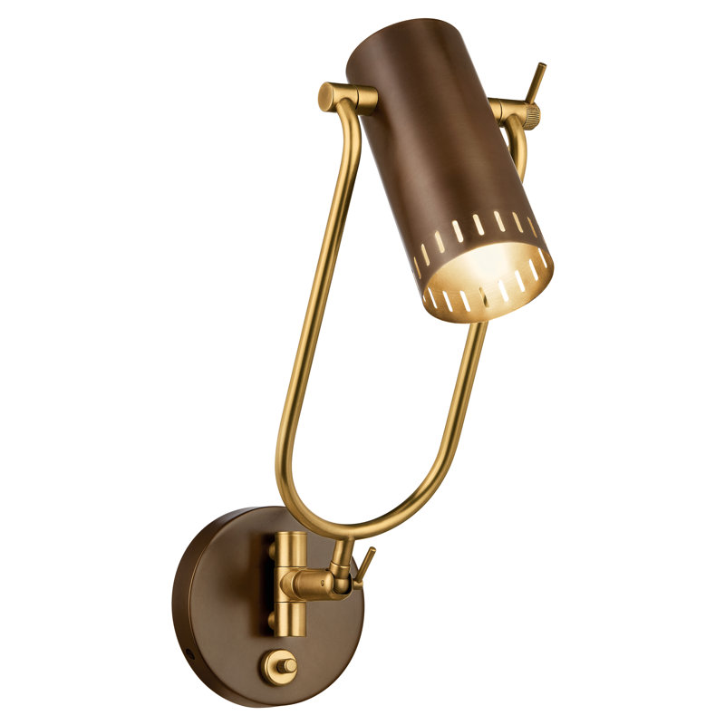Ruehl 15-inch Swing Arm Wall Sconce in Lacquered Bronze with Lacquered Brass Accents, Lacquered Bronze