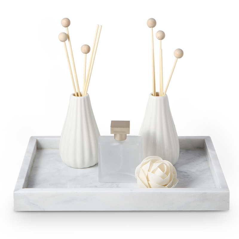 Natural Marble Tray For Bathroom, Natural Marble Serving Tray For Kitchen & Home Decor – Natural Marble Vanity Organizer