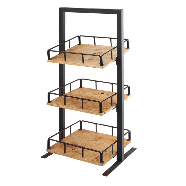 Black and Light Brown 3-Tier Food Display Merchandiser