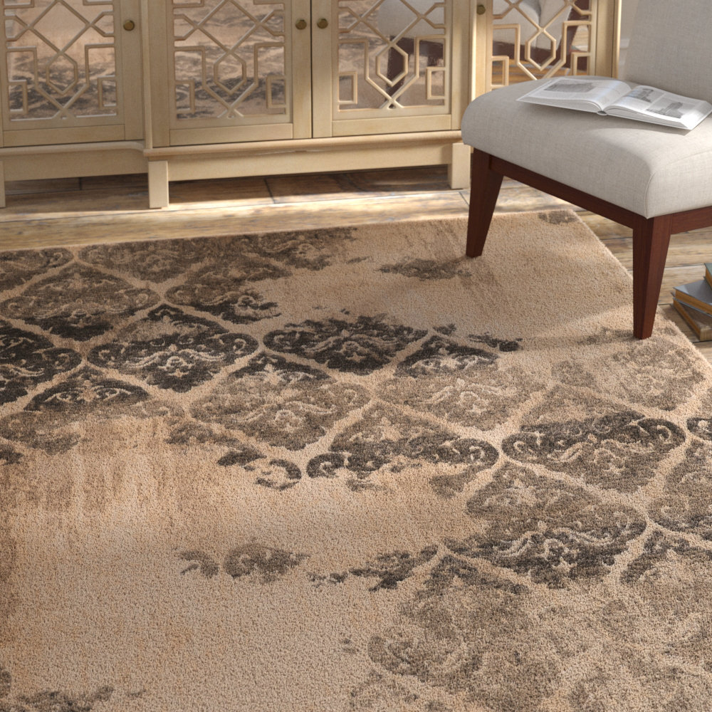 House of Hampton® Valdosta Geometric Beige/Black Area Rug | Wayfair