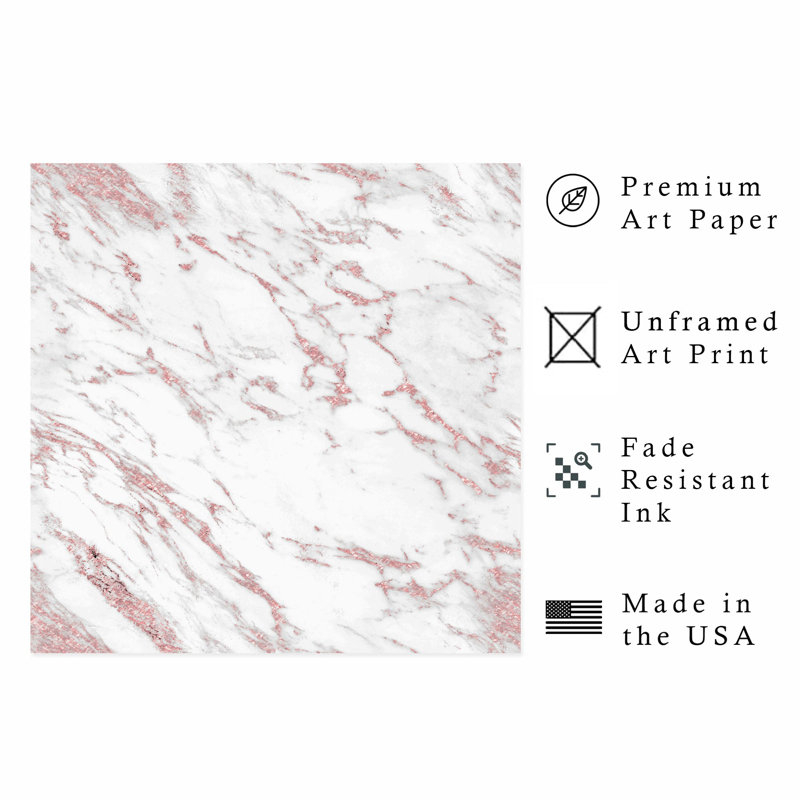 Impression abstraite abstraite moderne sur fond or rose, H 16 po x l 16 po