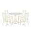 L'ensemble de salle à manger moderne 5 pièces se compose d'une table ronde et de 4 chaises de salle à manger Mid Century en bois avec dossier à lattes - Lin blanc-1752466851-1752466849-1778211453