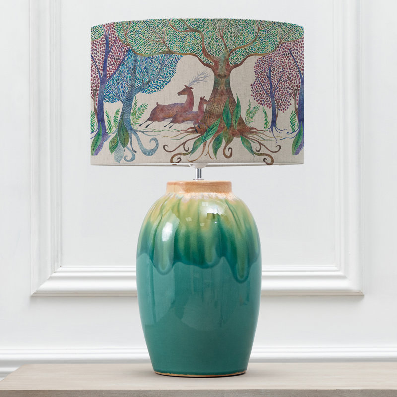 Eucalypt Aqua Table Lamp & Willow Woods Eva Shade
