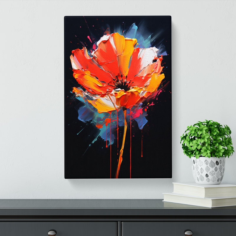 Poppy Flower Gestural No.2 - Wrapped Canvas, 76cm H x 50cm W x 3cm D