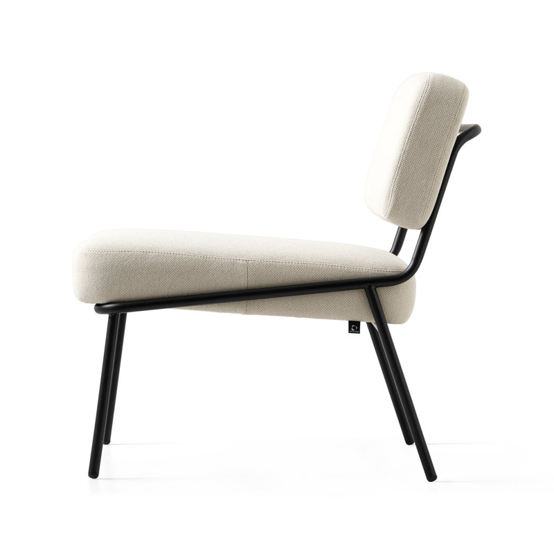 Sixty Upholstered Lounge Chair with Metal Frame, Matte Black, Light Sand