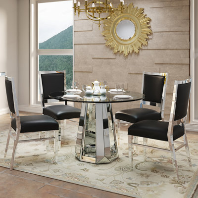 Table de salle à manger moderne en verre trempé rond minimaliste moderne, table en verre avec base ronde, table de cuisine