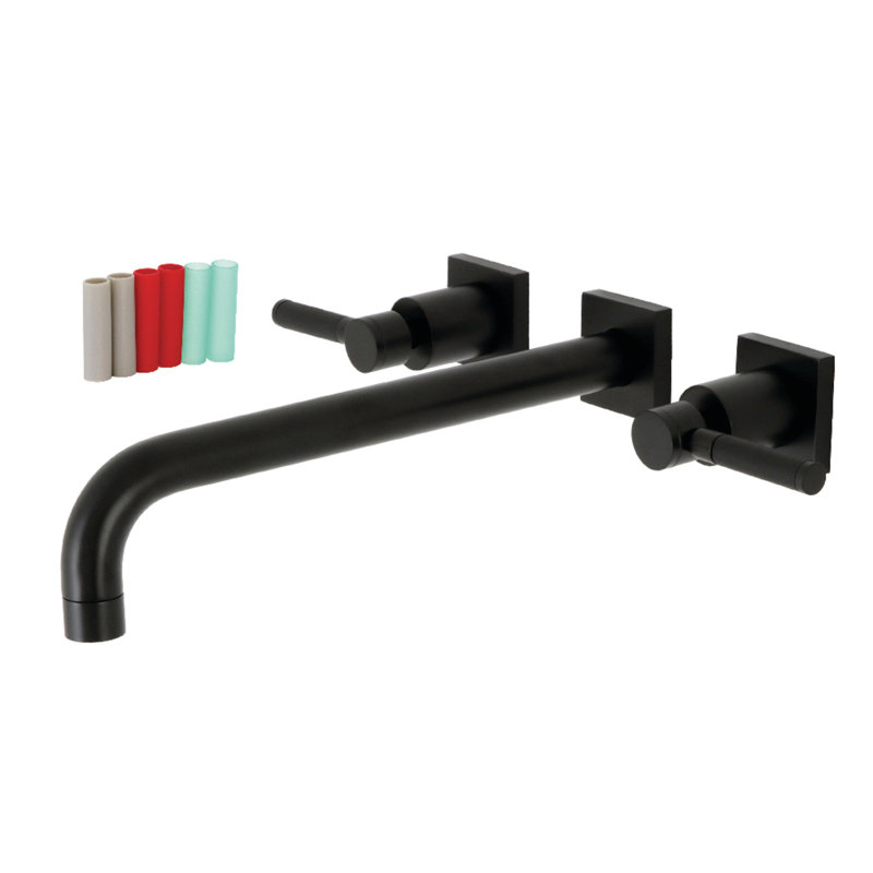 Kingston Brass Kaiser Two-Handle 3-Hole Wall Mount Roman Tub Faucet, Matte Black