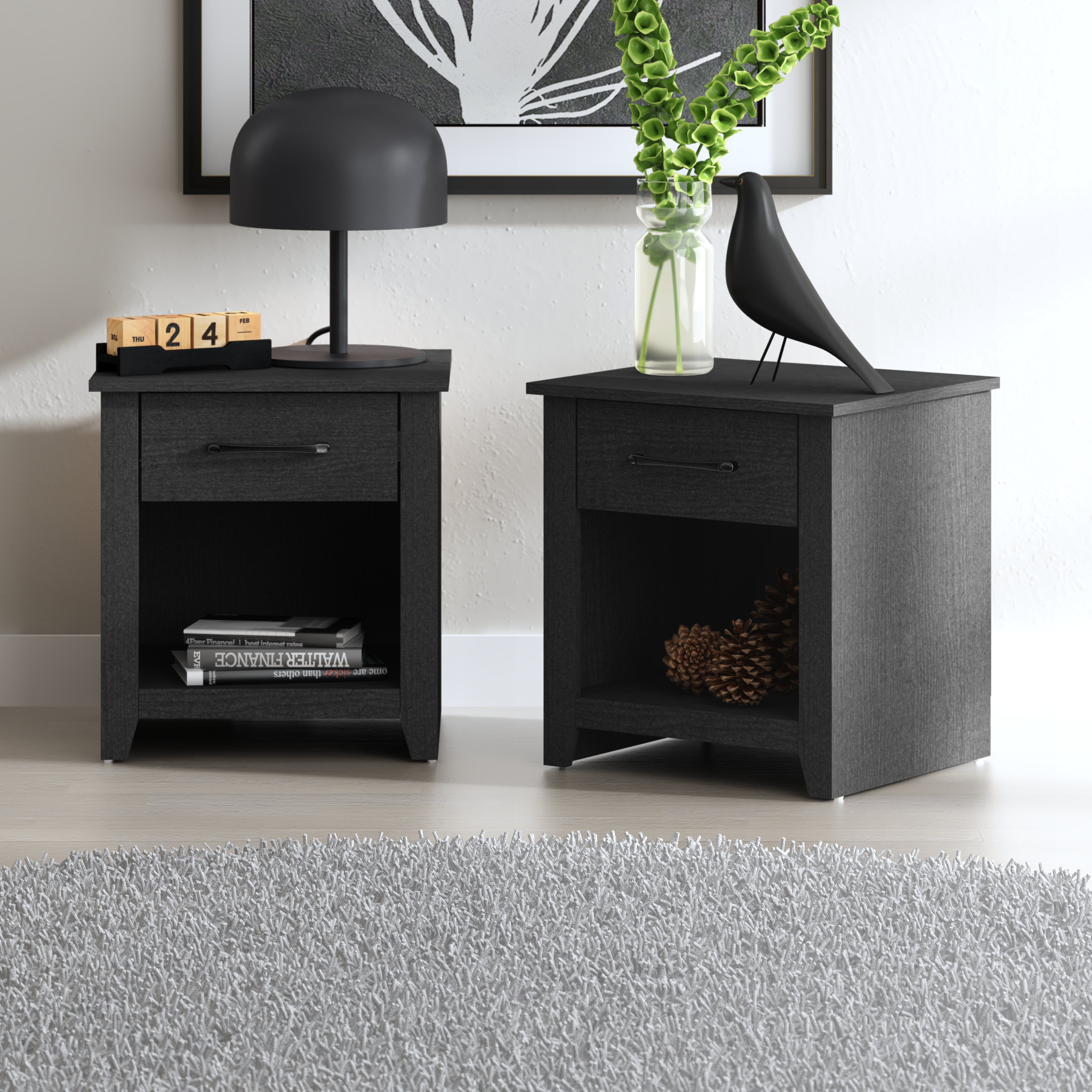 Walter 1 Drawer Nightstand (Set of 2)