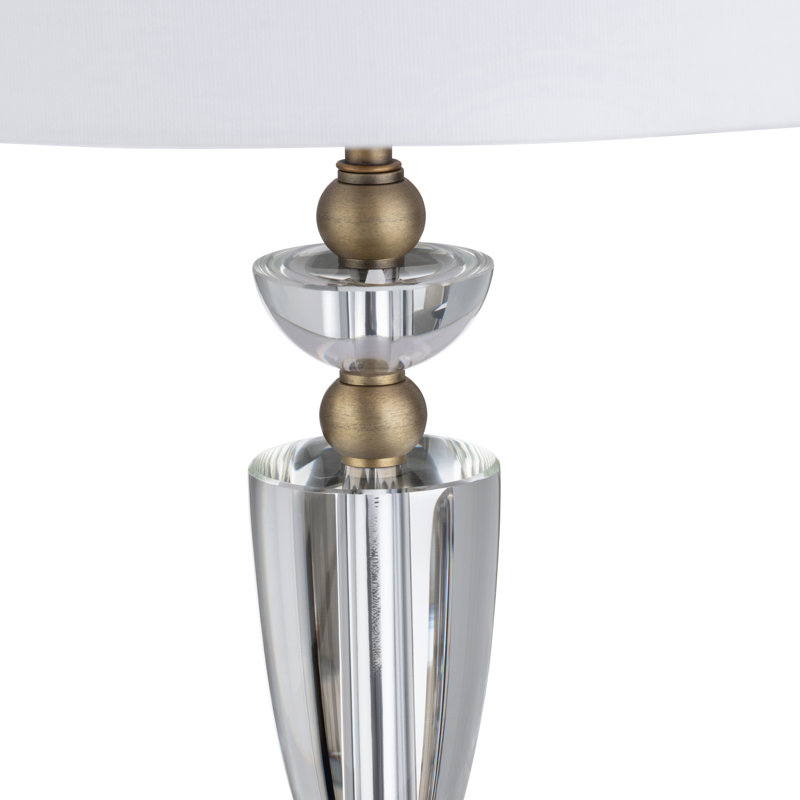 26.75" Marble Table Lamp With White Shade