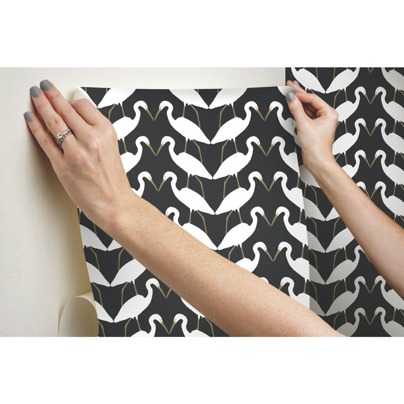 Rouleau de papier peint adhésif Elegant Birds, Noir / blanc