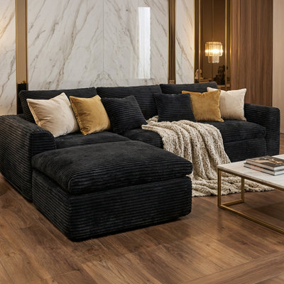 Canapé en éponge désossée à haute résilience de 108 pouces avec densité 30, coussins à double couche en forme de nuage, plusieurs options de combinaison, aucune installation requise