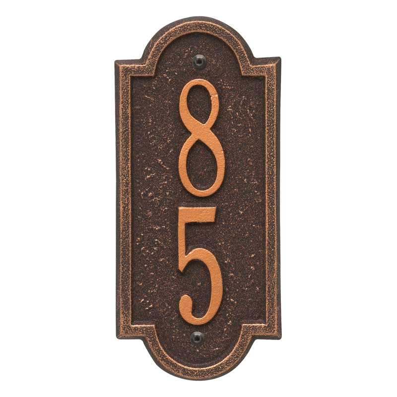 Plaque d'adresse murale personnalisée sur 2 lignes Richmond, Oui, Bronze huilé