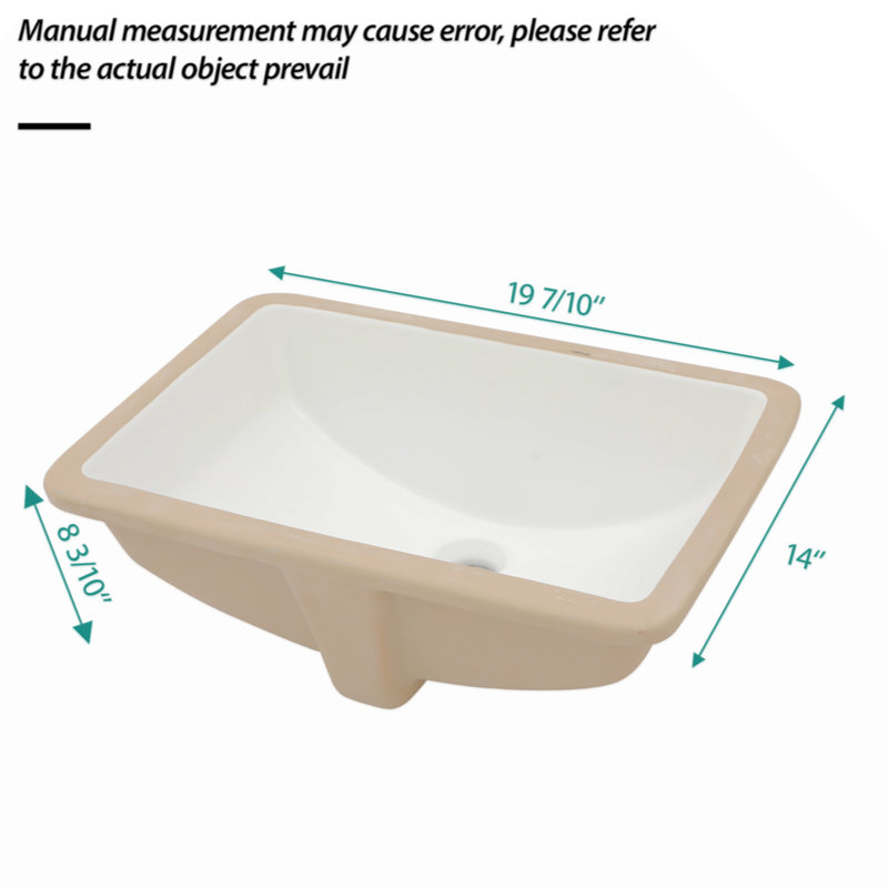 Ceramic Rectangular Undermount Bathroom Sink With Overflow Pedestal Sink