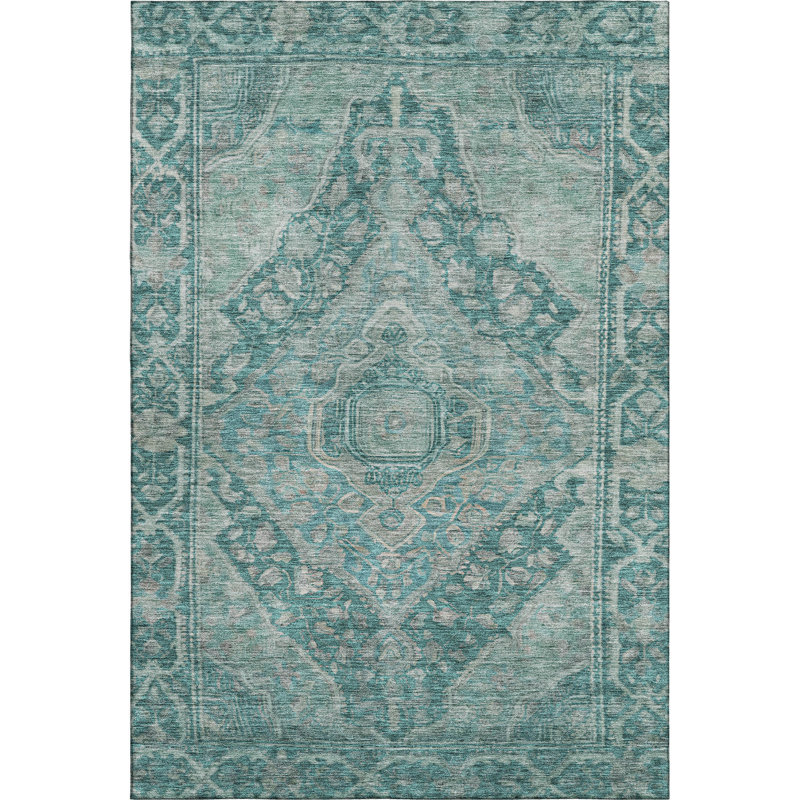Premium Machine Washable Lubbers AMF1761 Border Rug, Rectangle 10' x 14'