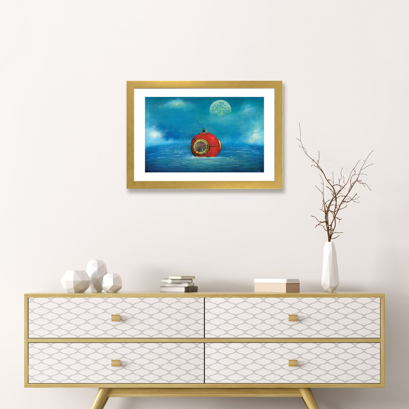 Sur l'autre côté par Neil Thompson - reproduction d'art, H 24 po x l 32 po x P 1 po, Papier doré, Blanc