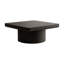 Table basse en placage de bois noir profond, carré de 34,6 pouces, base cylindrique moderne, plateau en parquet pour la pièce maîtresse du salon