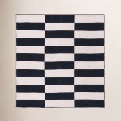 Alvana Black Ivory Hand-Woven Cotton Rug