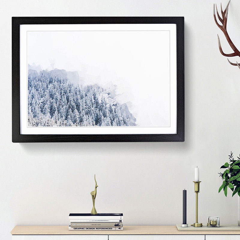 Misty Mountains in Switzerland - Picture Frame Graphic Art Print, Black Framed, 27cm H x 36cm W x 2cm D