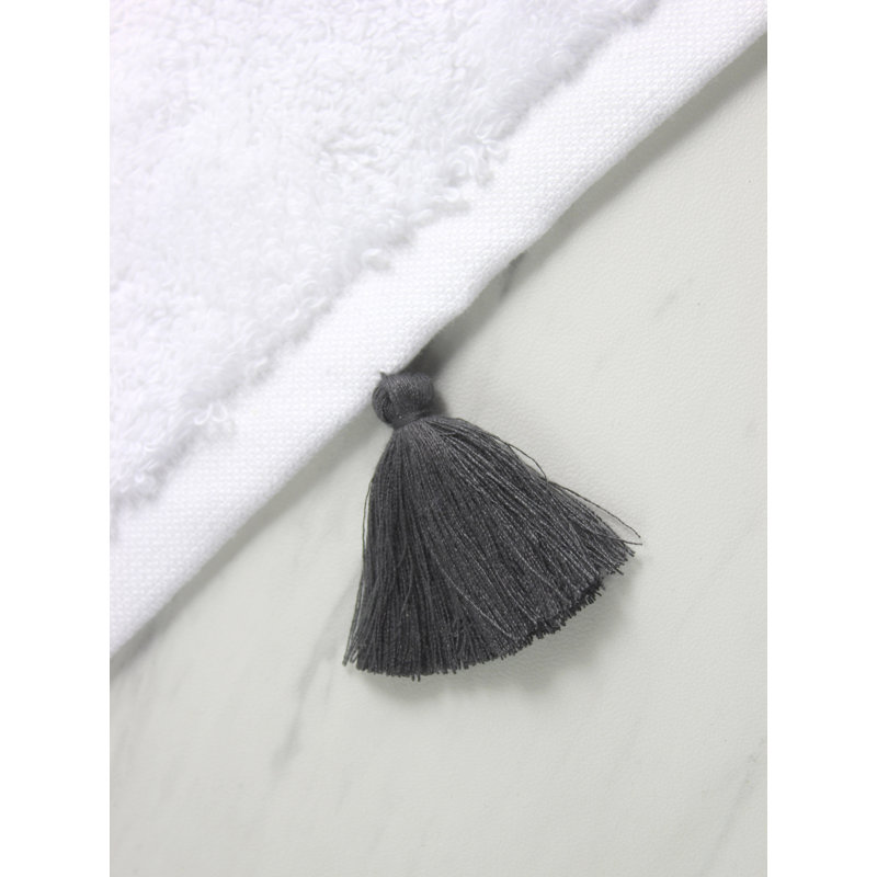 Funke 100% Cotton Plush Hand Towel, White/Pebble Gray